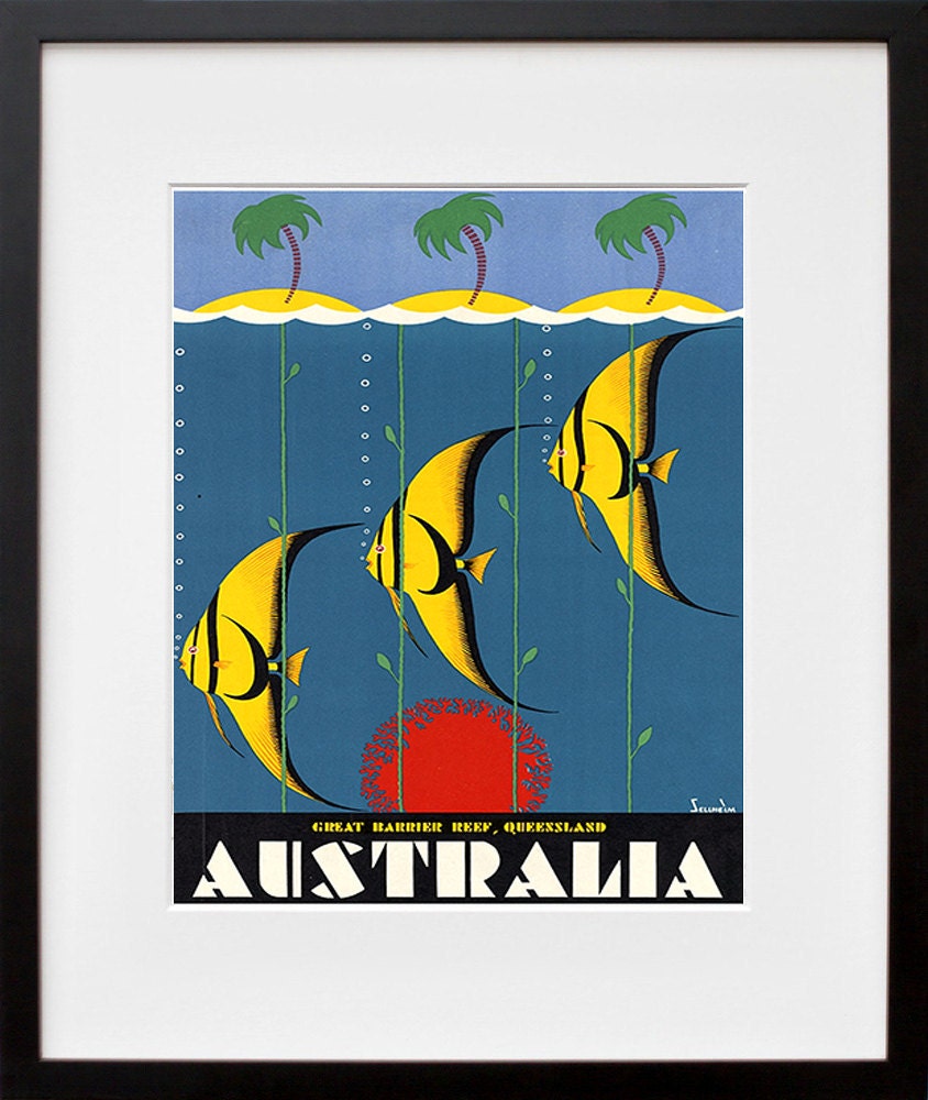 Australia Art Travel Poster Tropical Fish Vintage Sign Retro Print (ZT99)