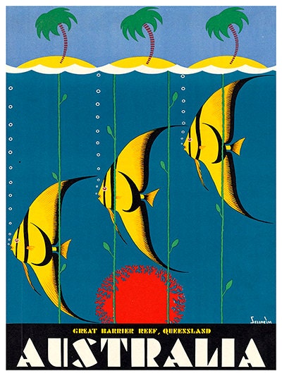 Australia Art Travel Poster Tropical Fish Vintage Sign Retro Print (ZT99)