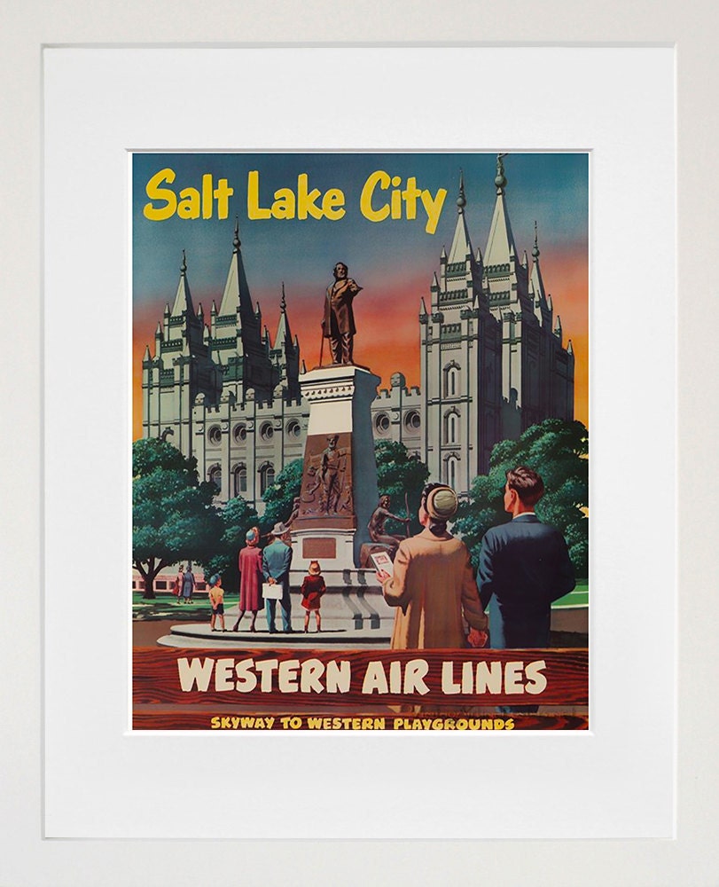 Salt Lake City Art Vintage Travel Poster Print Home Utah Wall Decor (XR285)