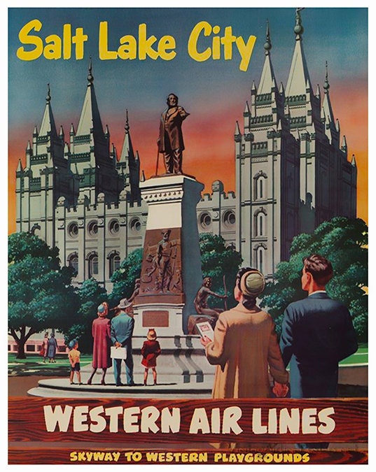 Salt Lake City Art Vintage Travel Poster Print Home Utah Wall Decor (XR285)