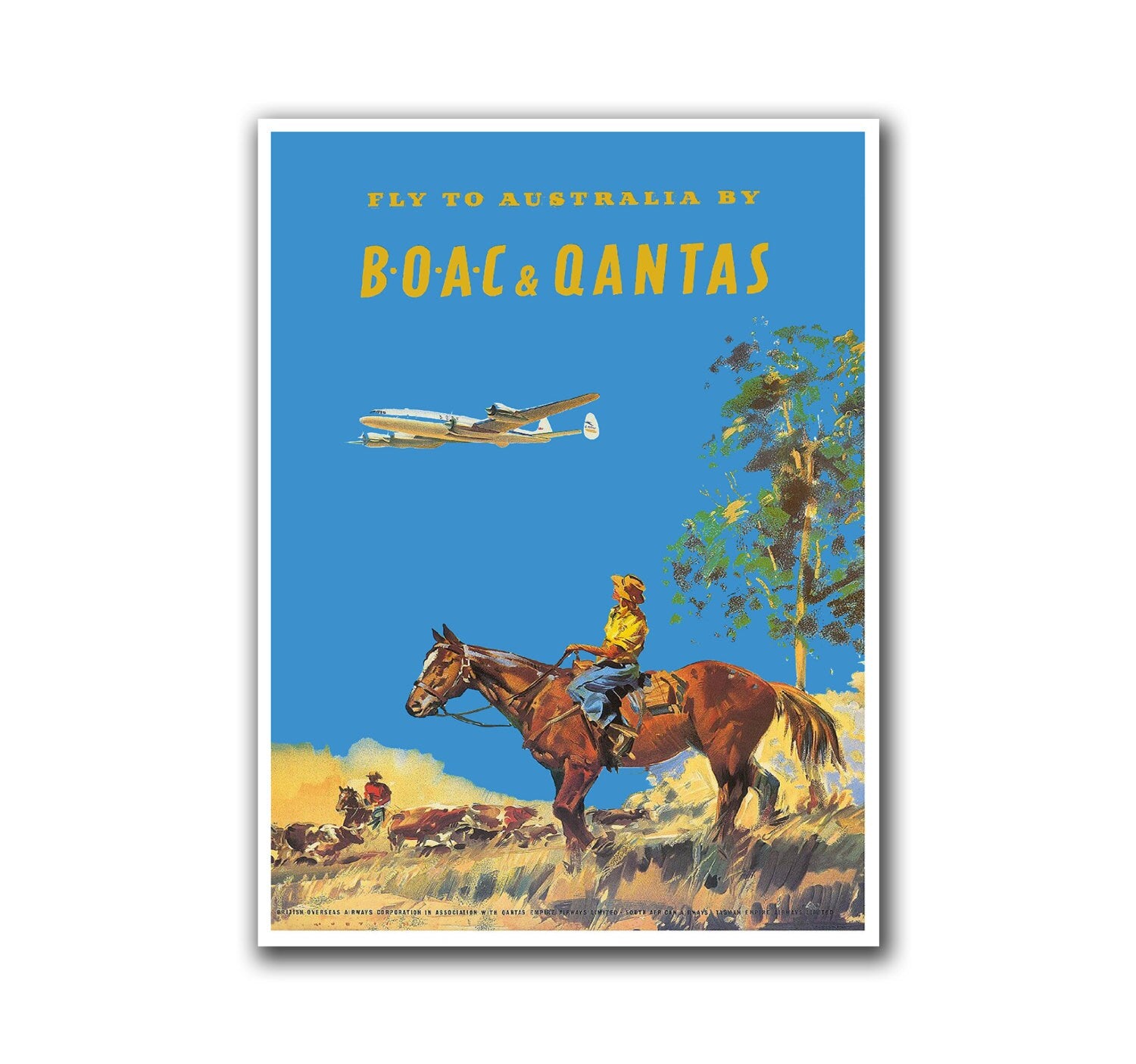 Australia Travel Poster Horse Riding Vintage Wall Art (H80)