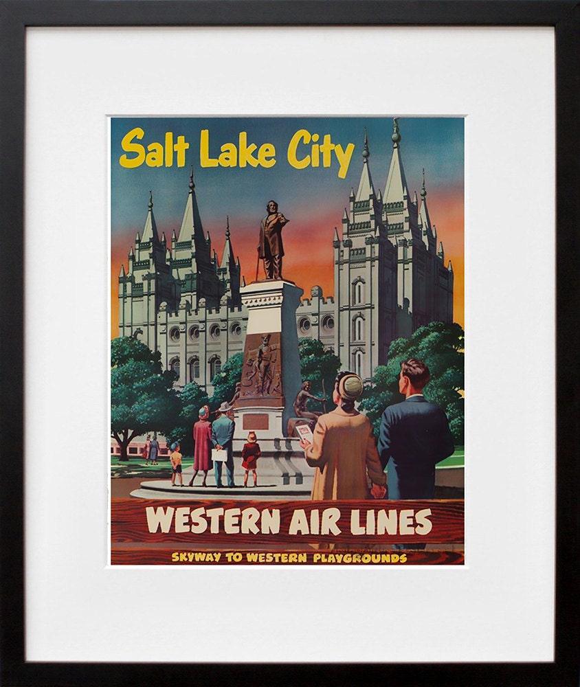 Salt Lake City Art Vintage Travel Poster Print Home Utah Wall Decor (XR285)