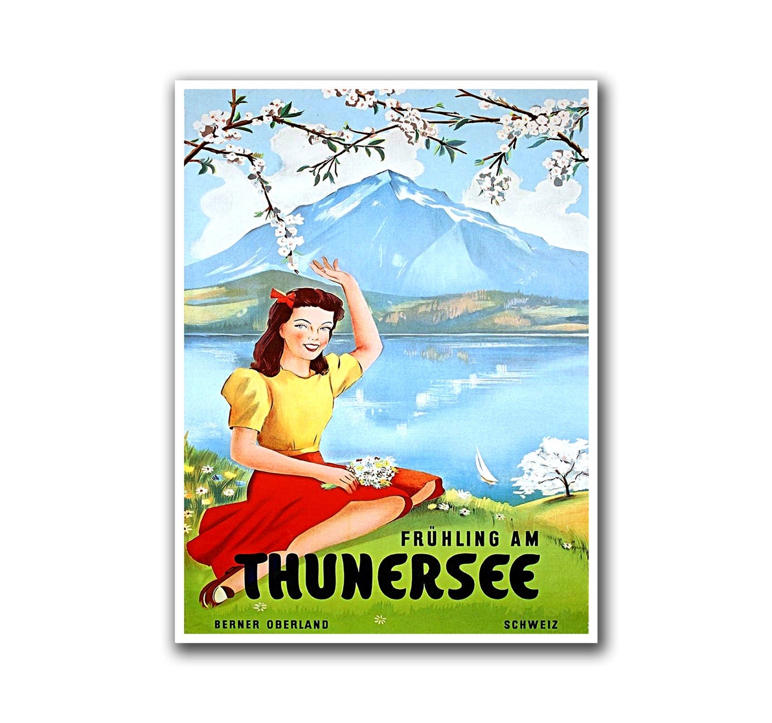 Thunersee Switzerland Travel Poster Swiss Vintage Wall Art (H270)