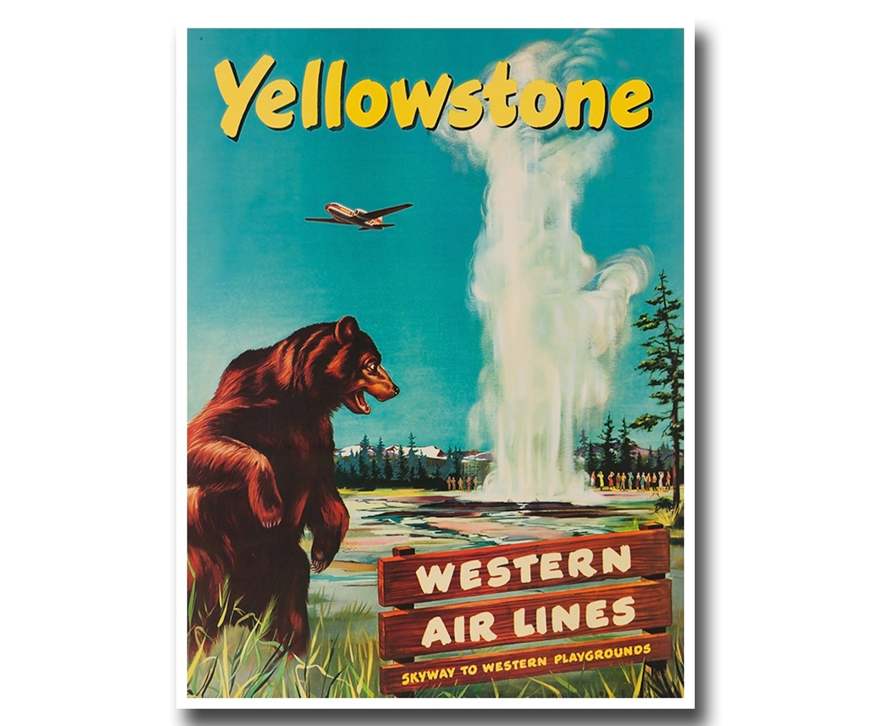 Yellowstone National Park Art Print Travel Poster Vintage Home Decor (XR870)