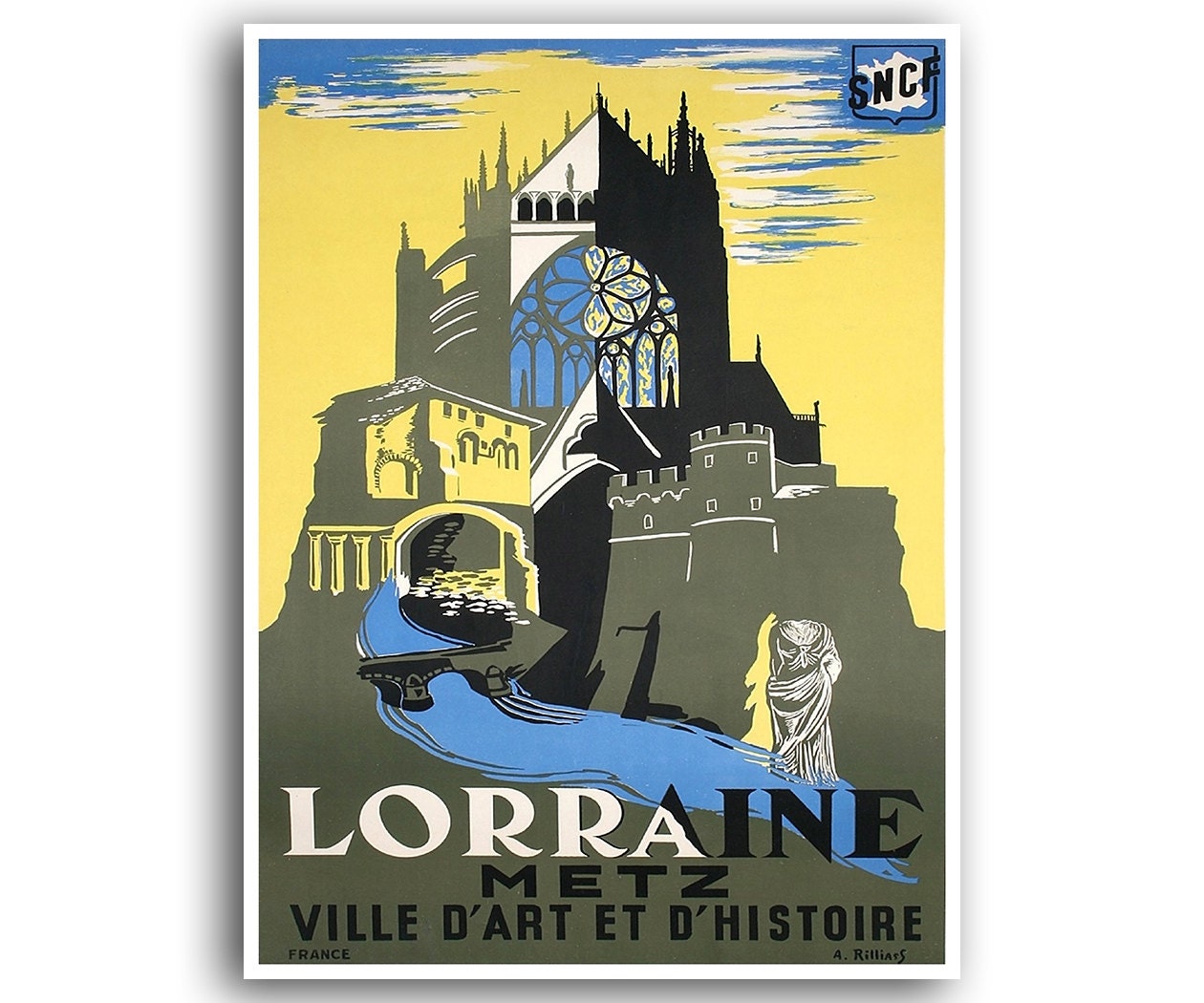 French Gift Art Print Travel Poster Lorraine France Retro Home Decor (XR842)