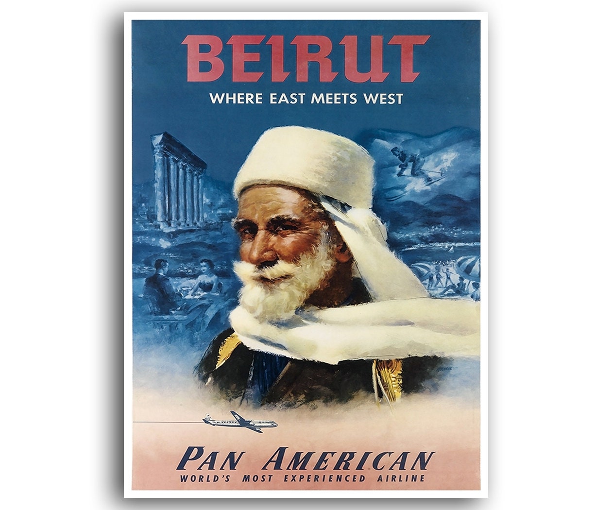 Beirut Gift Art Print Travel Poster Vintage Lebanon Home Decor (XR857)