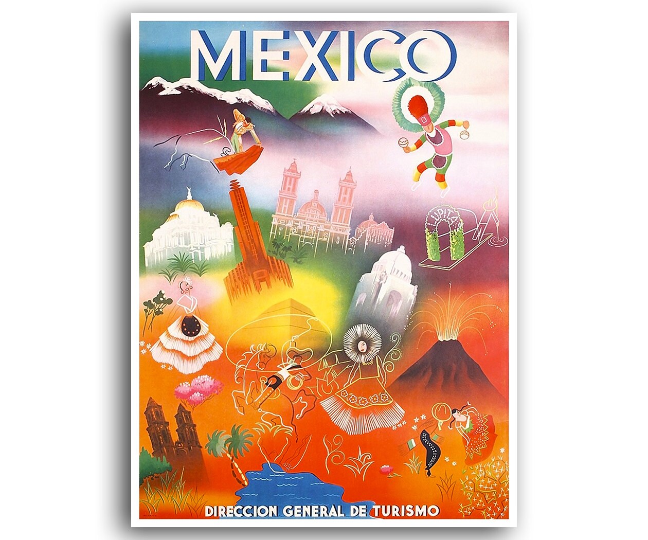 Mexico Art Print Travel Poster Retro Mexican Home Decor (XR824)