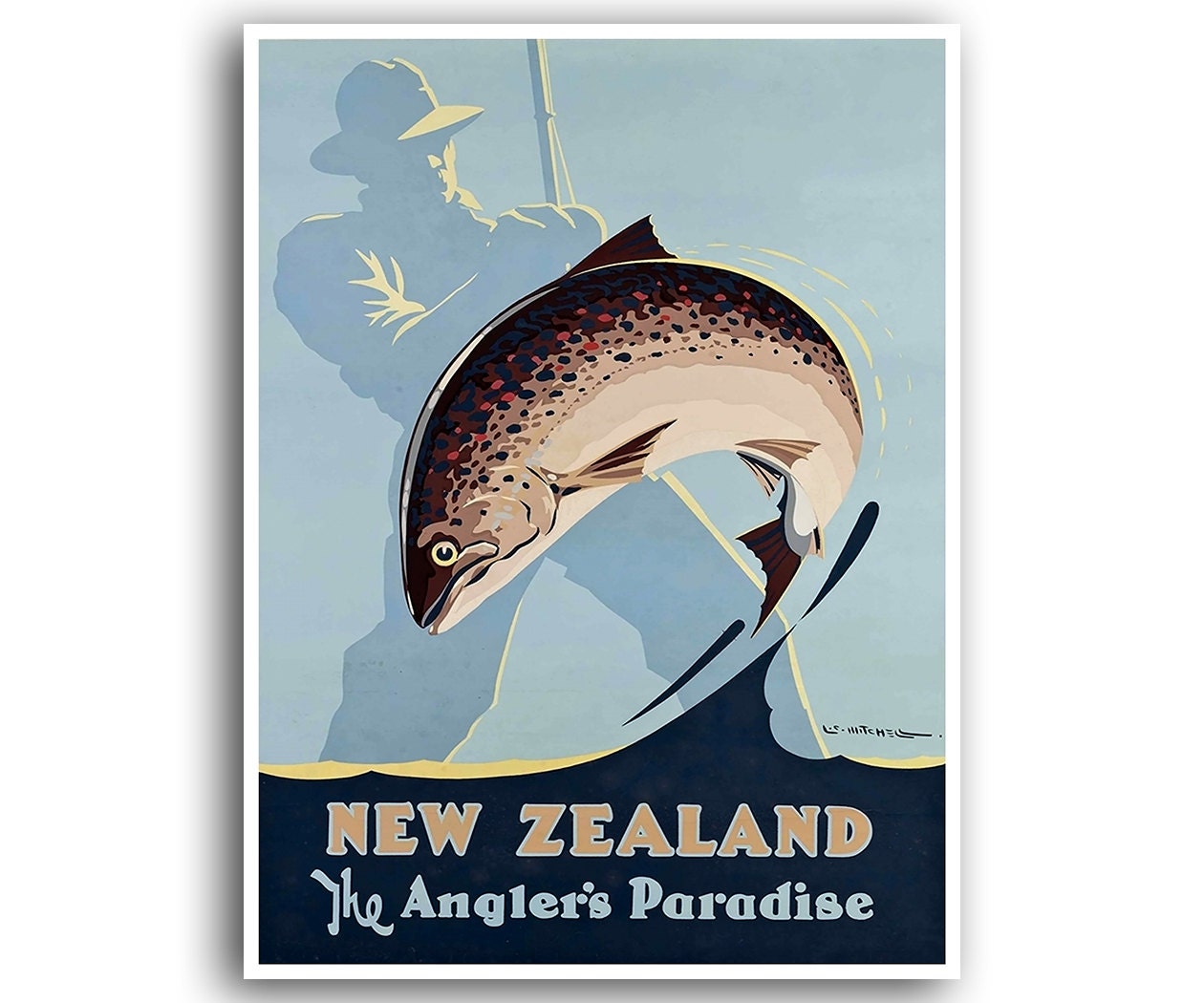 New Zealand Travel Poster Fishing Home Decor Retro Wall Art Print (XR744)