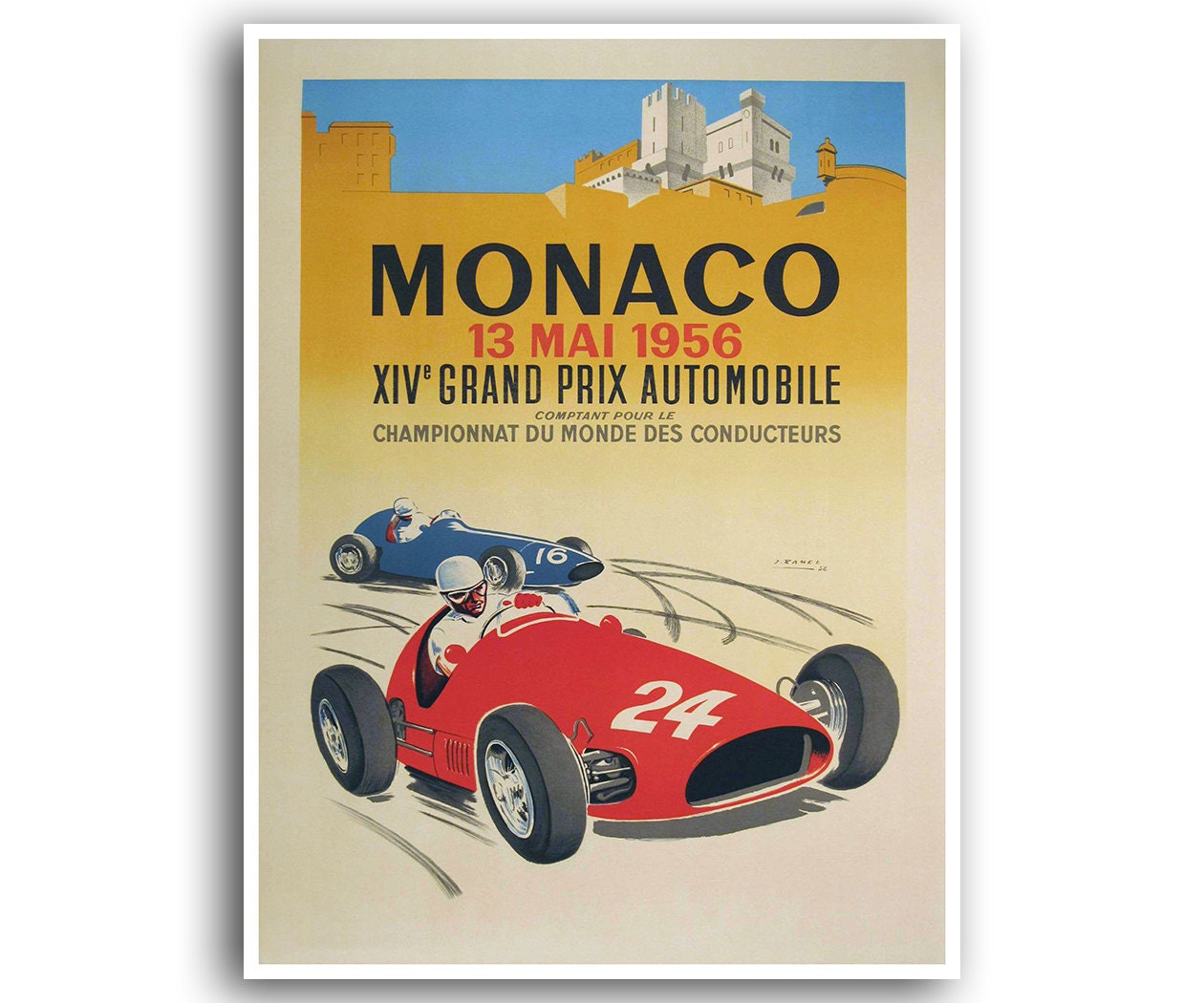 Race Car Poster Auto Racing Motor Sports Art (H382)