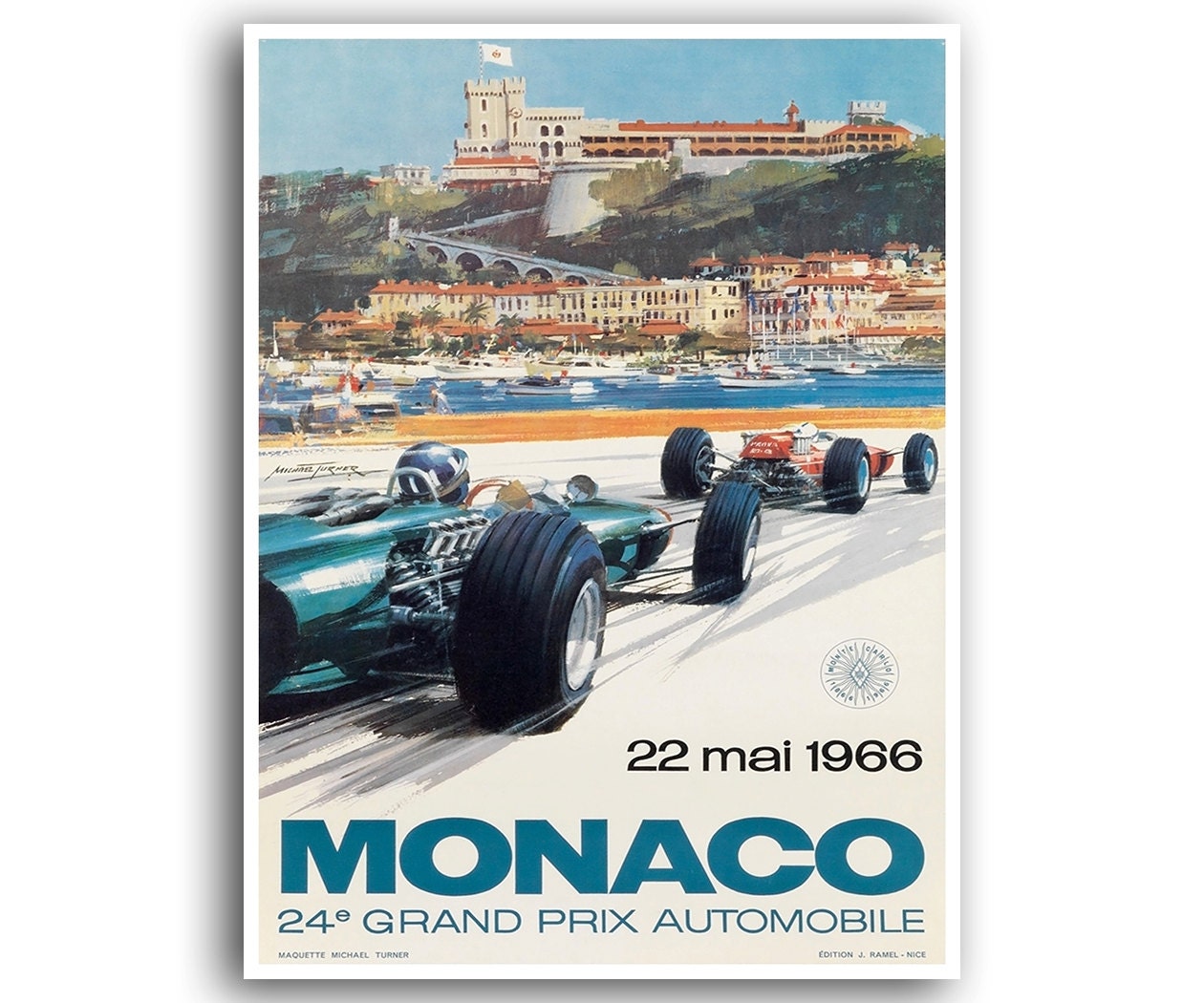 Vintage Car Print Auto Racing Race Car Art Motor Sports Poster (H379)